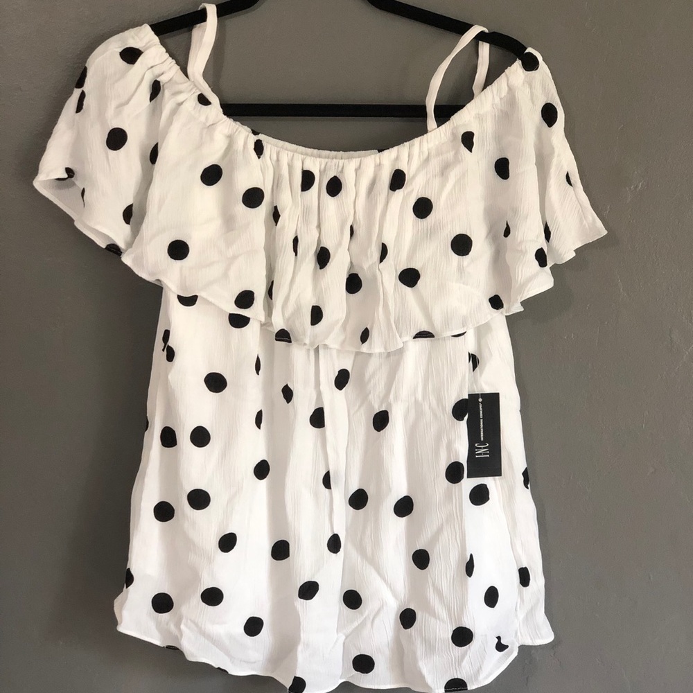 NWOT International Concepts Polla Dot Top